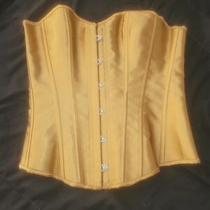 Vintage Gold Satin Boned Lace-Up Corset